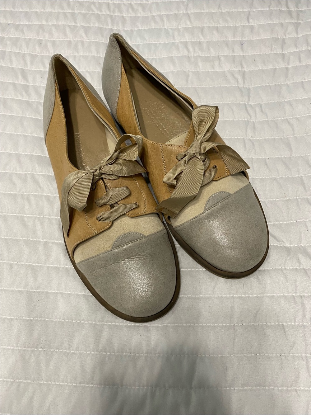 Nina Ricci Gray and Tan Loafers Women’s Size 37